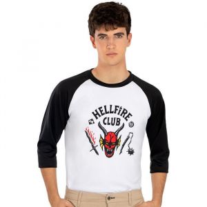 Funidelia | Tshirt Hellfire Club Stranger Things Officiel Netflix pour homme Accesoires pour Adultes, accessoire pour déguisement - Taille M - L - Blanc