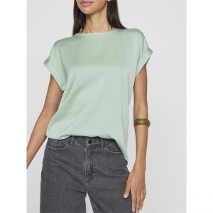 Vila Viellette S/S Satin Top-Noos T-Shirt, Menthe, 36 Femmes