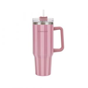 Mug isotherme avec paille acier inoxydable 1,18 litres Rose pastel