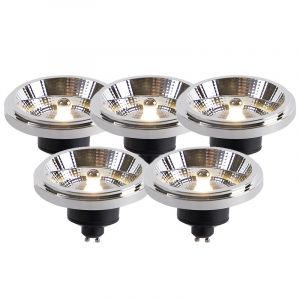 Ensemble de 5 lampes &agrave; LED AR111 GU10 12W 2000K-3000K dim &agrave; chaud