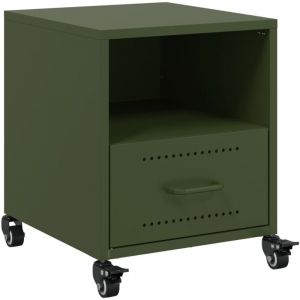 VidaXL Table de chevet vert olive 36x39x43,5 cm acier, armoire, meubles de chambre à coucher, support de téléphone, armoire d'appoint
