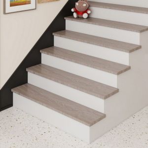 Lot de 2 rev&ecirc;tements d'escalier Bunschoten 120 x 32 cm Ash Grey NEU.HOLZ