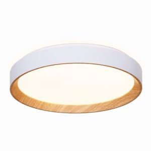 Plafonnier LED 30W CCT blanc effet bois &Oslash;38 cm