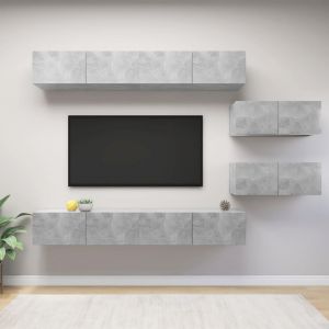 VidaXL Ensemble de meuble TV 6 pcs Gris b??ton Agglom??r??