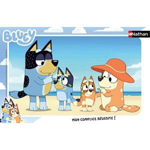 Ravensburger Nathan - Puzzle enfants - Cadre 15 pièces - Bluey à la plage - Fille ou garçon dès 3 ans - Puzzle de qualité supérieure - Carton épais et résistant - Quotidien & Famille - 86162