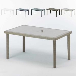 Grand Soleil Table en Polyrotin rectangulaire 150x90 Boheme | Beige