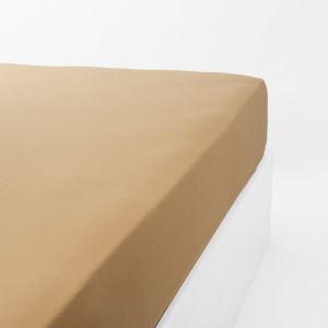 Image de Linandelle Drap housse coton jersey extensible DOUCEUR - Caramel - 80x190 cm