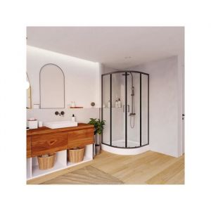 Paroi de douche d'angle avec receveur - Noir - L80 x l80 x H192 cm - SIDOA