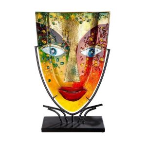 GILDE GLAS art Vase décoratif en Verre avec œil Bleu pour Salon Hauteur 47 cm