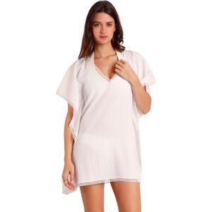 Admas pour femme. Robe kaftan Hawaii blanc Admas