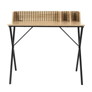 The home deco factory Bureau Saulk En Bois Et Métal - Marron Et Noir
