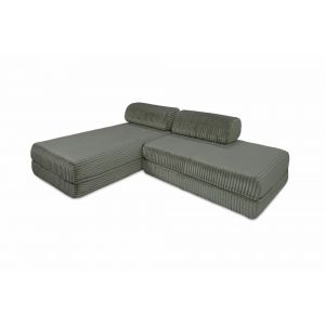 Canapé d'angle convertible 5 places en velours vert