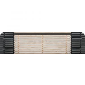 Tête de lit adulte en lattes de bois blanchi / noir 240 cm avec chevets intégrés - Scala