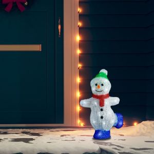 VidaXL Silhouette de bonhomme de neige de No&euml;l LED Acrylique 30 cm