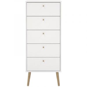 CALICOSY - Commode 5 tiroirs avec pieds en bois H120,1 cm - TARP