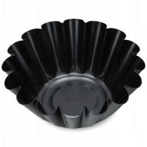 Moule à kouglof en tôle avec revêtement antiadhésif - Moule à gâteau haut ondulé - Pour tartes au bol et gâteaux au chocolat - 15,5 cm - Noir - Kadax