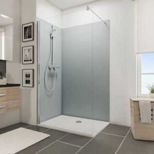 Schulte-ufer Lot de 2 panneaux muraux 120 x 90 x 210 cm, revêtement pour douche et salle de bains, DécoDesign COULEUR, Gris-argenté