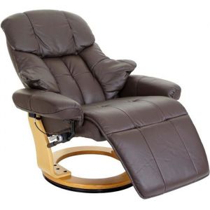 MCA fauteuil relax Calgary 2, fauteuil de television, cuir, charge 150kg marron, nature