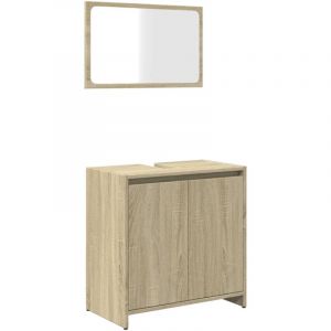VidaXL Meubles de salle de bain Chêne sonoma Bois d'ingénierie, armoire de salle de bain, armoire de rangement de toilette, armoire de salle de bain