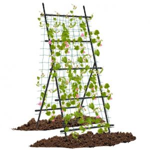 Coast 190 cm Black A-shaped Garden Rack for Climbing Plants - 80 x 93 x 190 cm - Support de plantes verticales avec filet pour concombres, tomates, fleurs et fruits