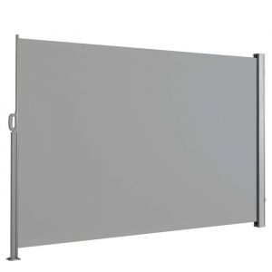 Store lat&eacute;ral ext&eacute;rieur 280 g/m&sup2; brise vue pour terrasse, structure aluminium, Gris clair 160 x 300 cm