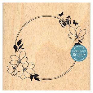 Floril&egrave;ges Design Tampon bois Couronne de printemps 10 x 10 cm