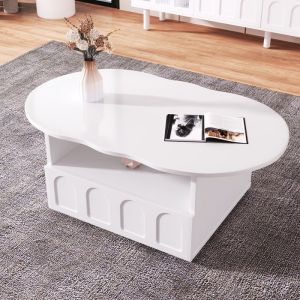 Table basse design Nuage - Blanc - Asym&eacute;trique - Contemporain