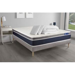 Pack prêt à dormir ACTILATEX CONFORT Matelas Latex + mémoire de forme 140x190 cm + sommier KIT gris + 2 oreillers + couette
