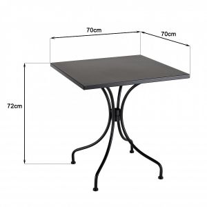 Image de Macabane Salon de jardin 2 personnes en acier - 1 table carr&eacute;e 70x70cm et 2 chaises en textil&egrave;ne marron