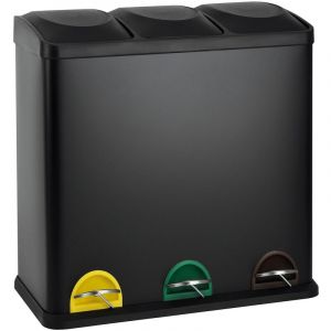 SVITA TC3X20 Poubelle 60L 3x20 litres Poubelle à pédale Tri sélectif Poubelle noire