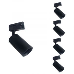 Silamp Spot LED sur rail 80° Monophasé NOIR pour ampoule GU10 (Pack de 5) -