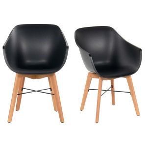 Hartman Chaise Iris - noir mat base en eucalyptus set de 2