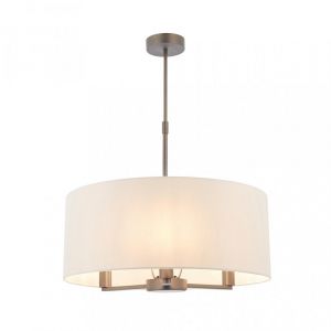 Endon Plaque en bronze antique de lumière pendante cylindrique de bras multi, tissu de marbre