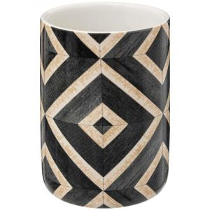 Gobelet ou Porte brosse à dent en céramique déco Canvas Noir et Beige