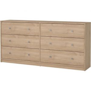 Commode OREGON 2x 3 tiroirs - Décor chene - L 143 x P 30 x H 68 cm - TVILUM