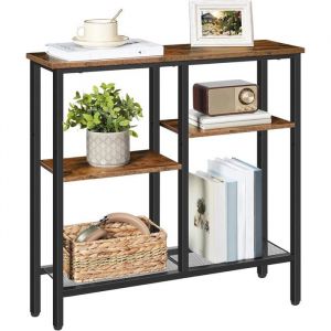 Table Console, Table d’Appoint de 75 cm, Bout de Canapé, Table d’Entrée Industrielle à 4 Niveaux, pour entrée, Salon, Couloir, Marron Rustique et