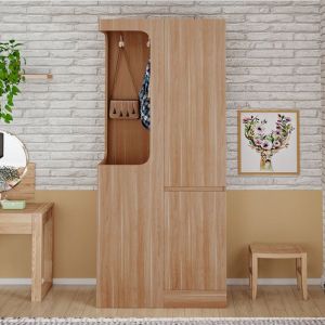 Armoire 70 x 40 x 170 cm - Avec 4 tiroirs - Avec 2 portes - Avec compartiments de rangement - Naturel