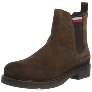 Tommy Hilfiger Bottines style chelsea avec drapeau de la marque sur l'élastique et semelle extérieure en caoutchouc Marron - Taille 43