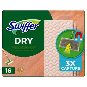 Swiffer Lingettes bois et parquet Dry pour balai, boite de 16