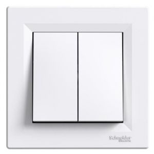 Schneider Electric Bouton-poussoir double avec cadre Blanc Bornes à vis Asfora