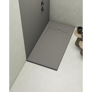 Receveur de douche extraplat rectangulaire gris foncé 70x160 cm Gneis