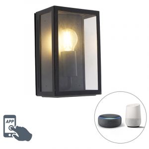 Image de Qazqa LED Applique d'extérieur intelligente noire avec WiFi A60 IP44- Rotterdam 2 Rustique Luminaire exterieur IP44