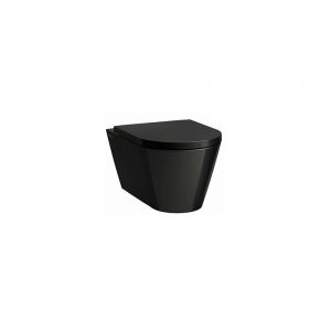 Laufenn WC mural Kartell en marche, lave-vaisselle, chasse d'eau sans rebord, 545x370x355, Coloris: Noir brillant - H8203370200001