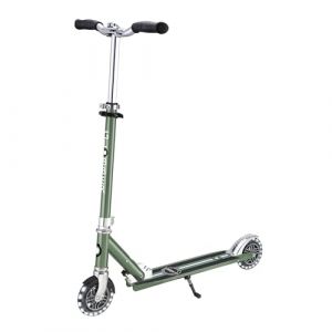Globber Flow Element Lights - Trottinette Pliable 2 Roues pour Les Enfants &agrave; partir de 5 Ans et Ados, Vert Olive