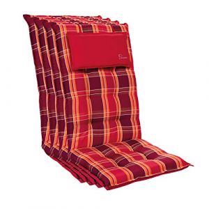 Image de Coussin de chaise de jardin Bl feldt Sylt 120 x 50 x9 cm 4 pièces Carreaux Rouges