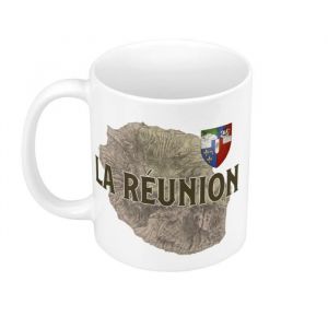 Mug C&eacute;ramique La R&eacute;union 974 Ile Departement Carte Ancienne France