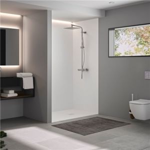 Kinedo Panneau mural salle de bain Kin&eacute;wall Design 3 mm 100x250 blanc satin&eacute;