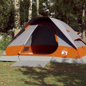 VidaXL Tente de camping &agrave; d&ocirc;me 4 personnes gris et orange imperm&eacute;able
