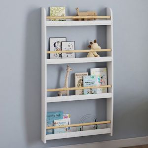 Idmarket Bibliothèque murale enfant paulette 4 étagères blanc et bois