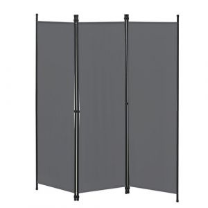 [en casa] Paravent de Confidentialité à 3 Panneaux Huesca 171 x 150 cm Gris Foncé